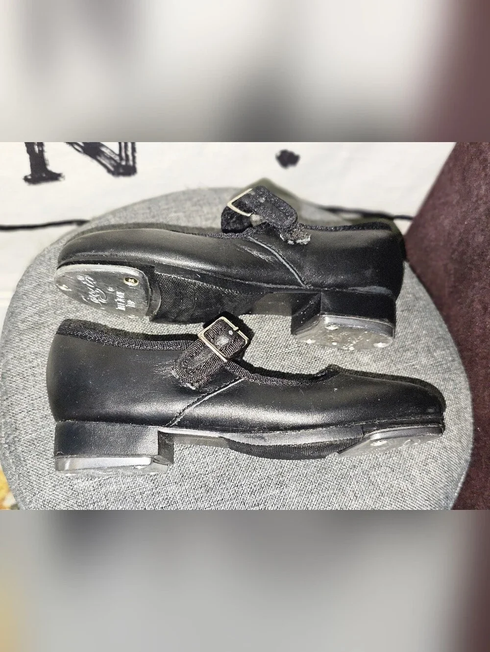 Capezio Black Girls Mary Jane Tele Tone Tap Shoes Sz 10M